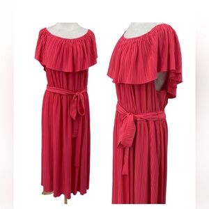 NWT Lane Bryant Convertible Off-Shoulder Pleated Maxi Dress Pink Size 18/20